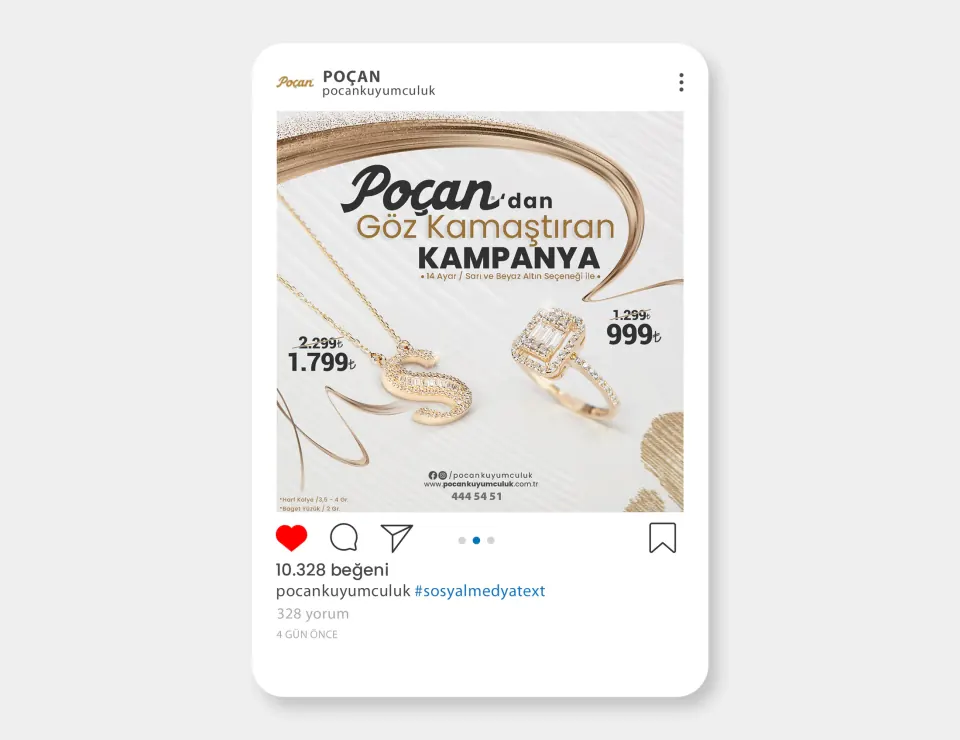POÇAN KUYUMCULUK sosyal medya tasarımları çalışması