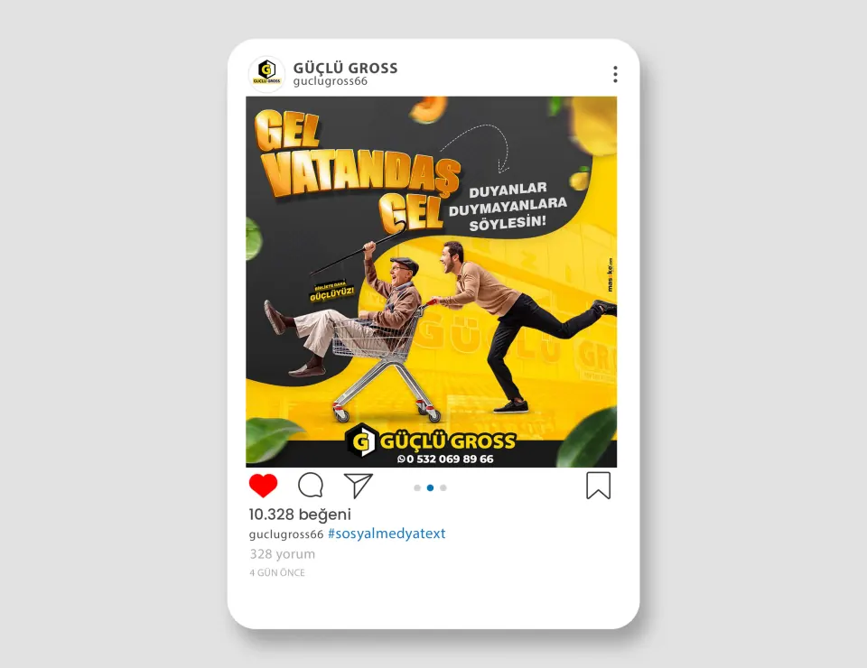 GÜÇLÜ GROSS sosyal medya tasarımları çalışması